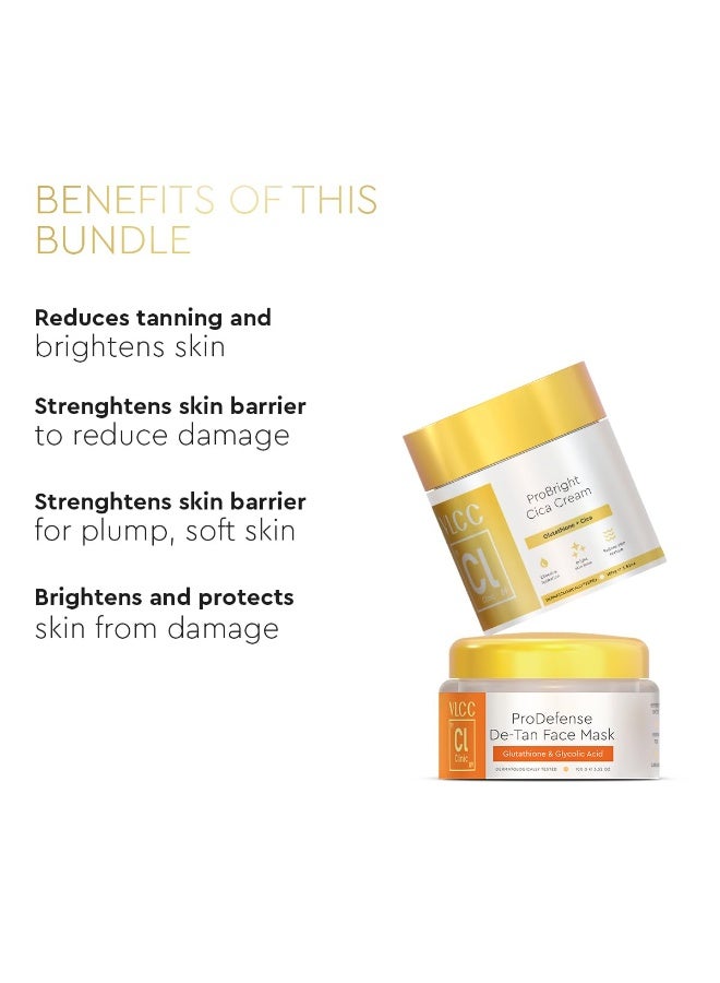 VLCC Clinic Tan Removal & Glow Combo for Tan Removal and Reduced Hyperpigmentation | De tan Face Mask - 100g with Glutathione + Pro Bright Cica Cream - 100g with Cica and Glutathione - Image 2